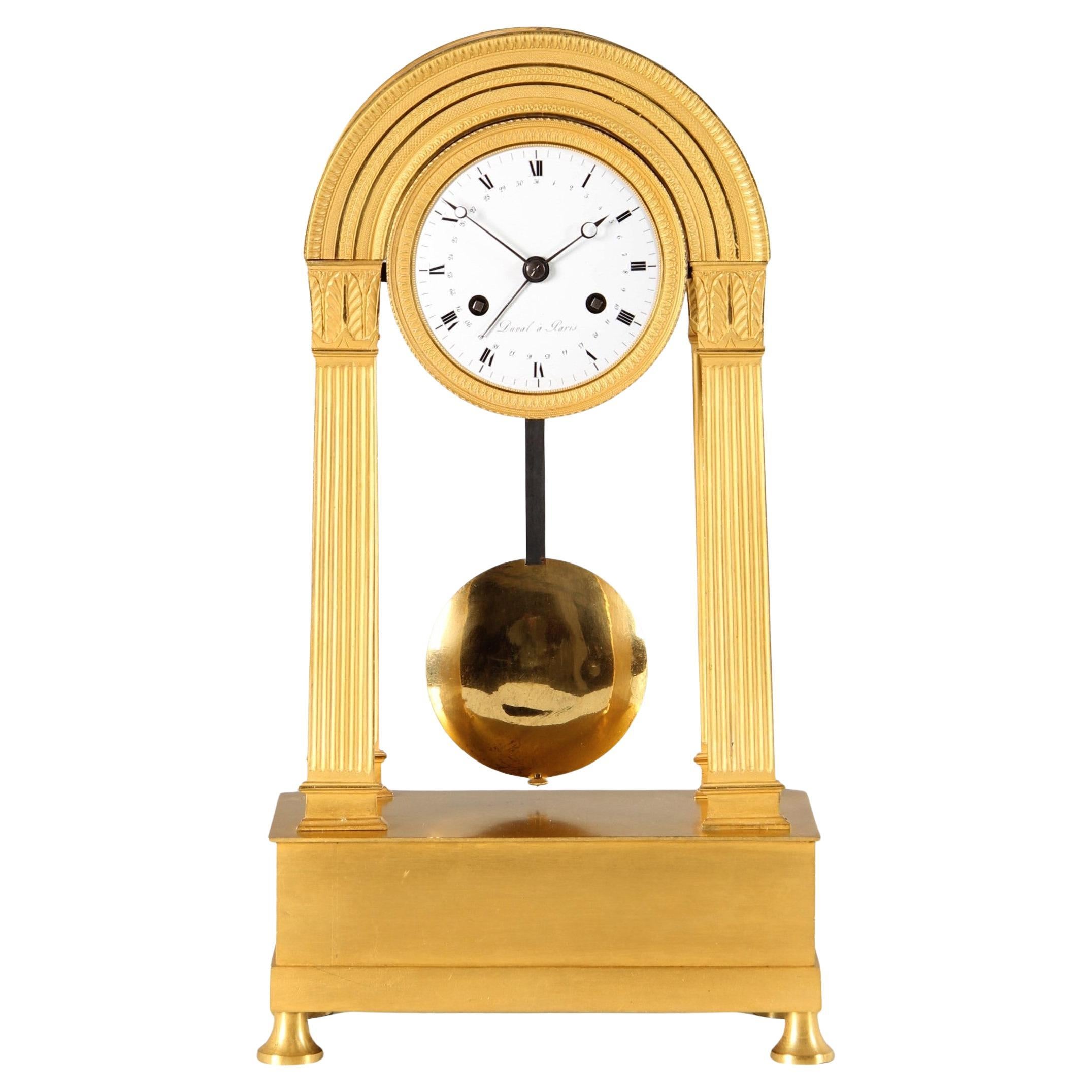 Early 19th Century French Empire Mantel Clock, Portal Pendule, Paris circa 1820