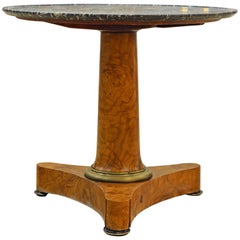 Early 19th Century French Empire Marble Top and Burl Wood Round Centre Table