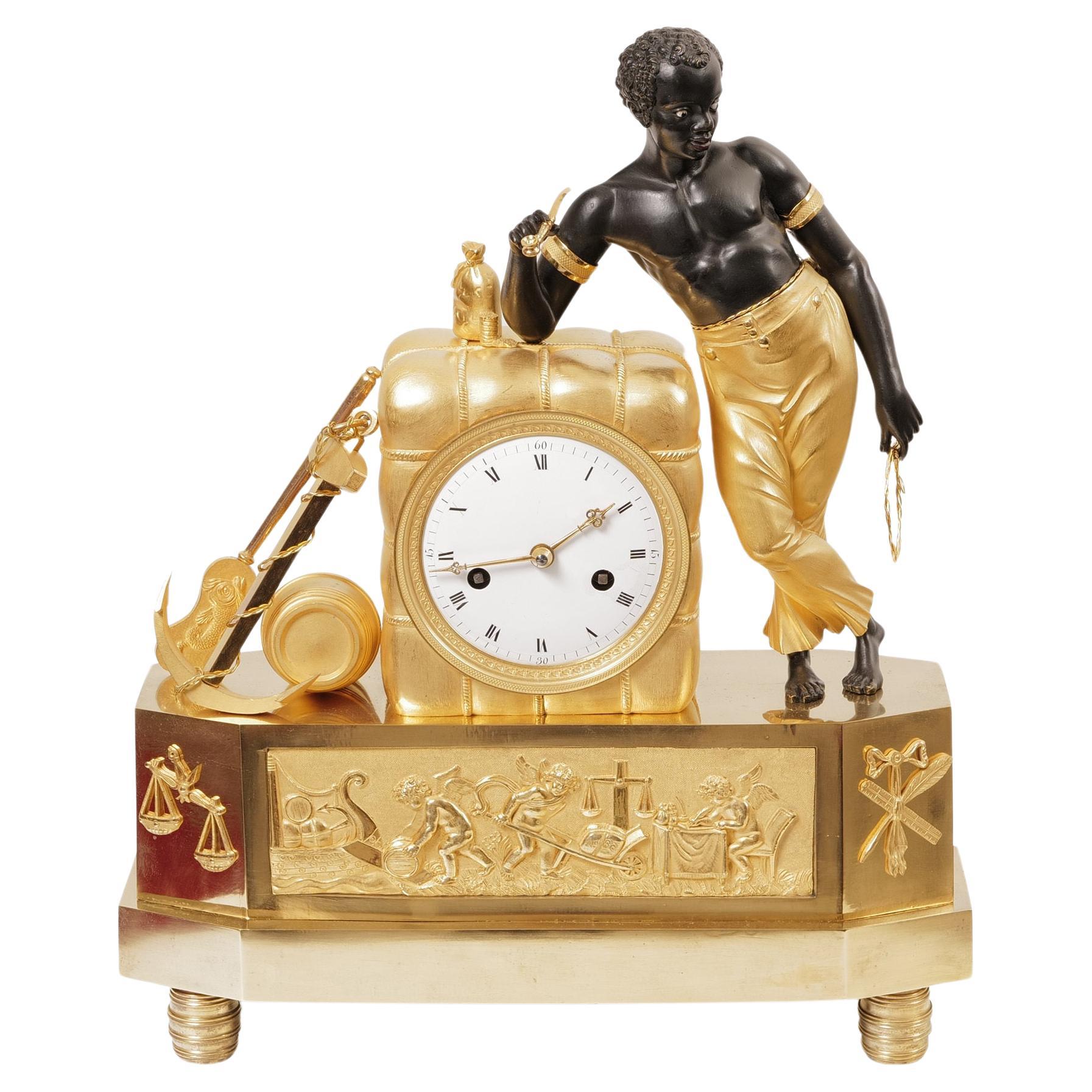 Early 19th Century French Empire Pendule "au bon sauvage" Matelot For Sale