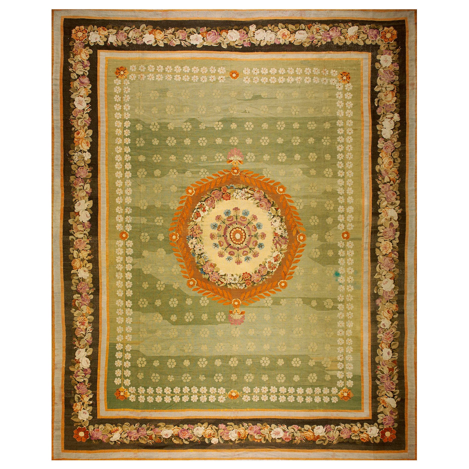 Aubusson d'époque Empire français du début du 19e siècle ( 13 6'' x 16'3'' - 410 x 495 )