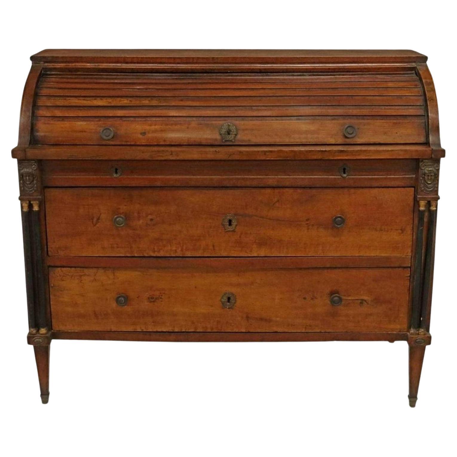 Early 19th Century French Empire Period Bureau a Cylindre Gentleman's Desk For Sale