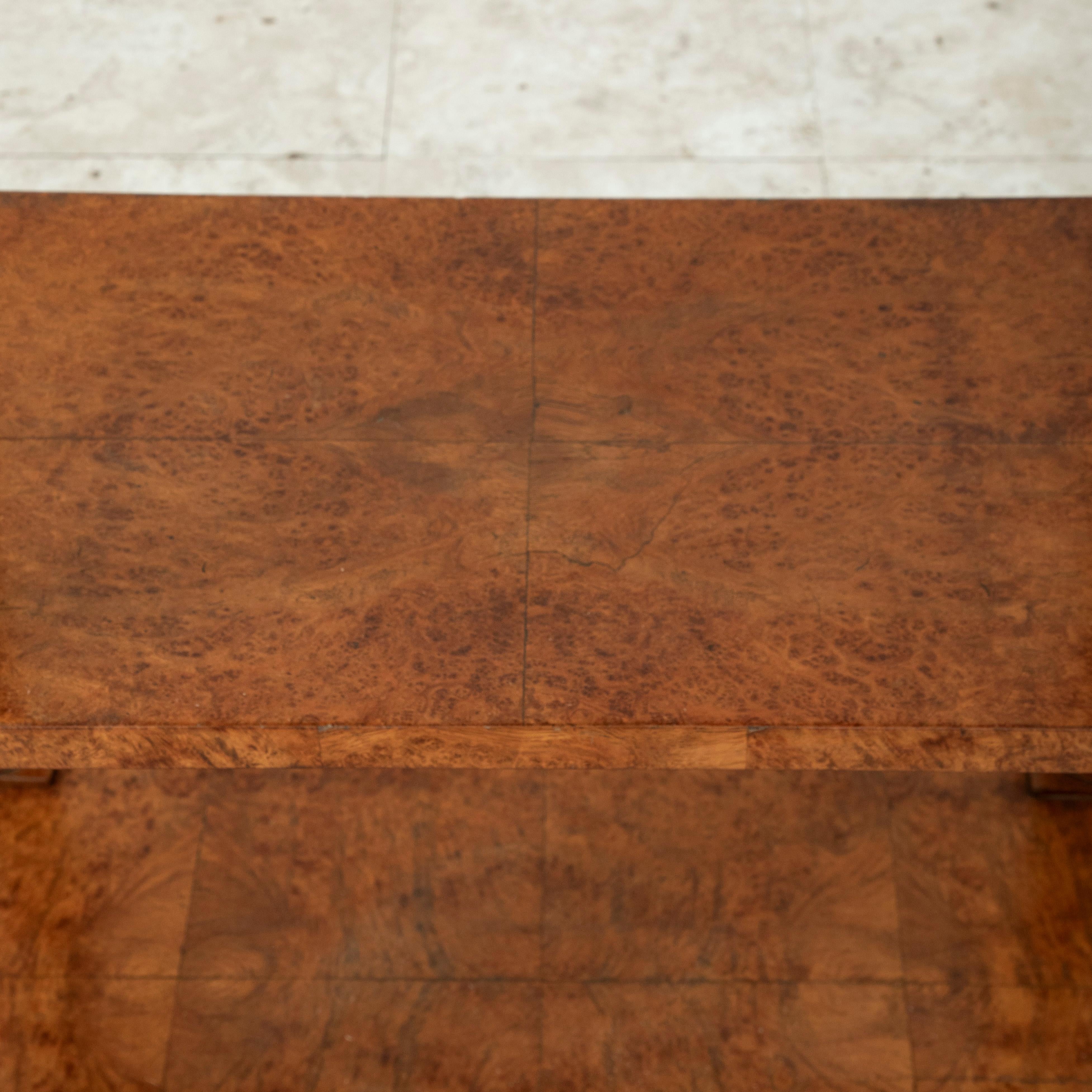 Early 19th century French Empire Period Burl Elm Console Table with Marble Top For Sale 10