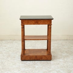 Early 19th century French Empire Period Burl Elm Console Table with Marble Top