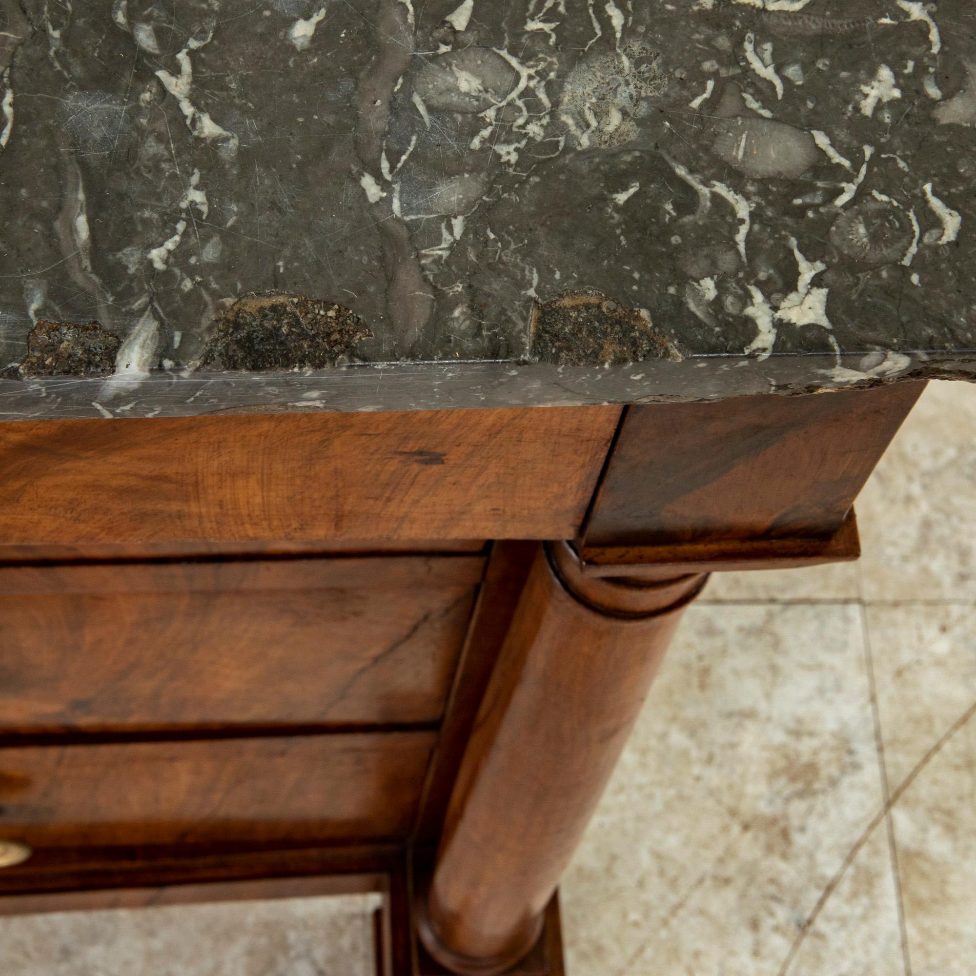 Early 19th Century French Empire Period Burl Walnut Commode or Chest, Marble Top 14