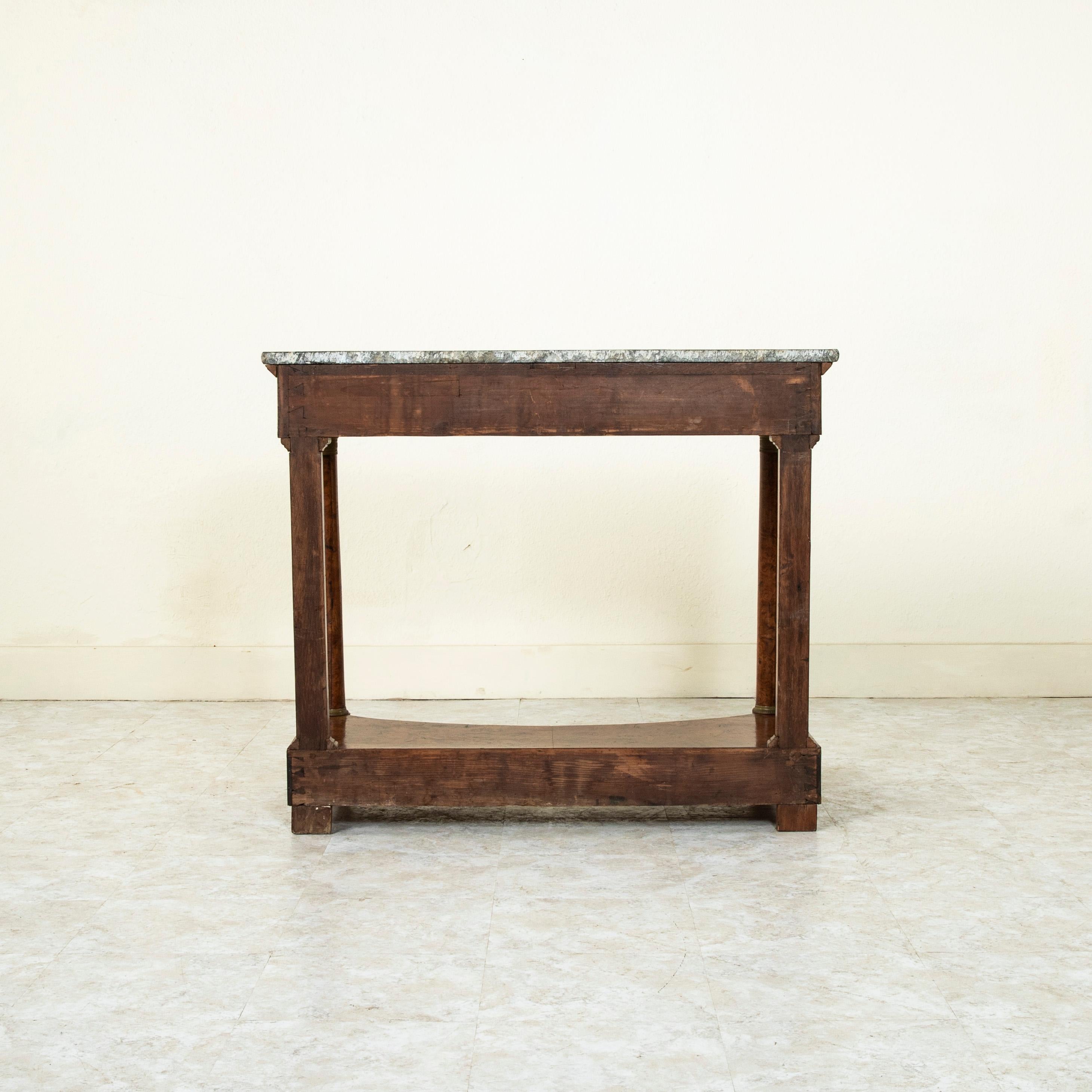 Early 19th Century French Empire Period Burl Walnut Console Table, Marble Top 1