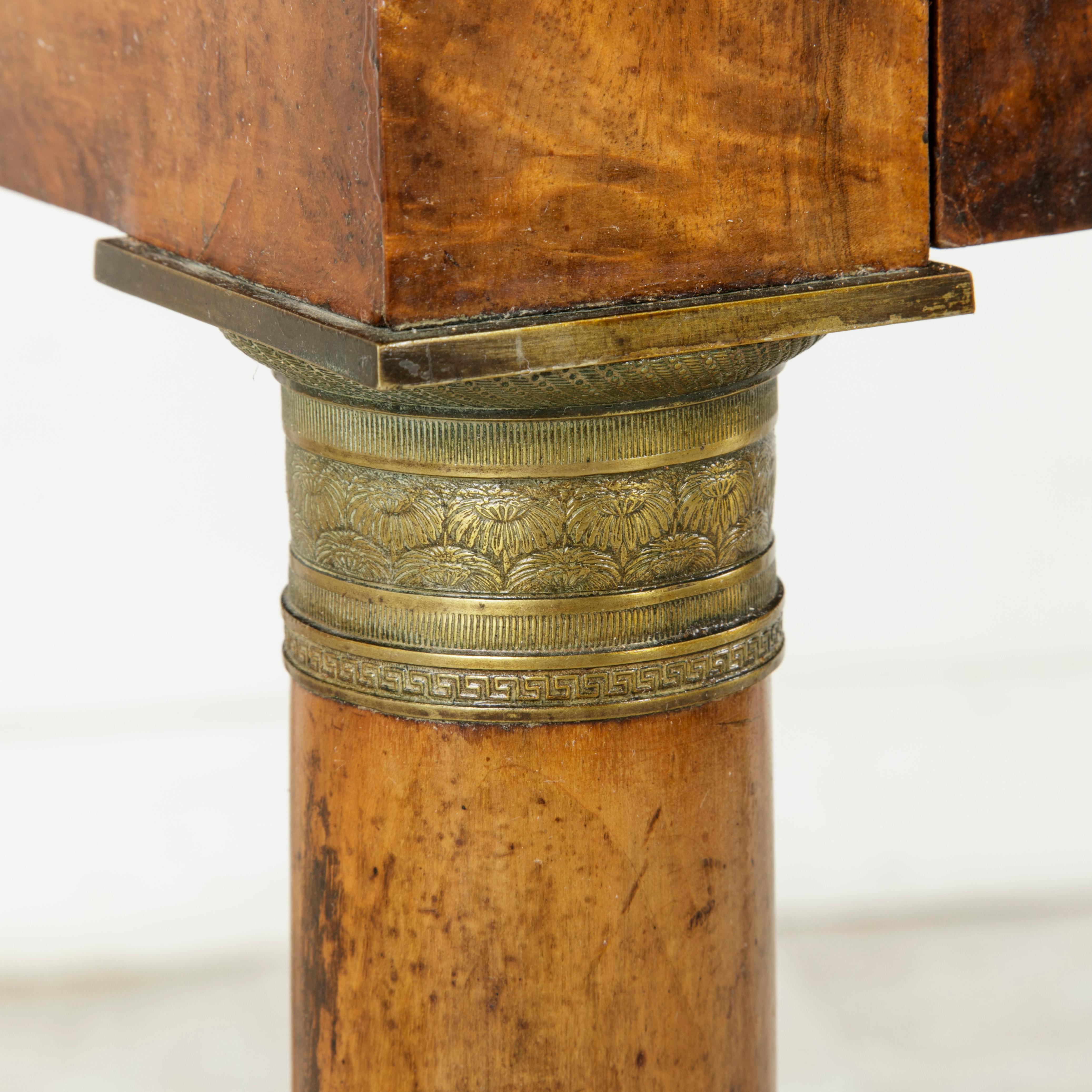 Early 19th Century, French Empire Period Burl Walnut Console Table with Drawer 8
