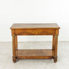 Early 19th Century, French Empire Period Burl Walnut Console Table with Drawer