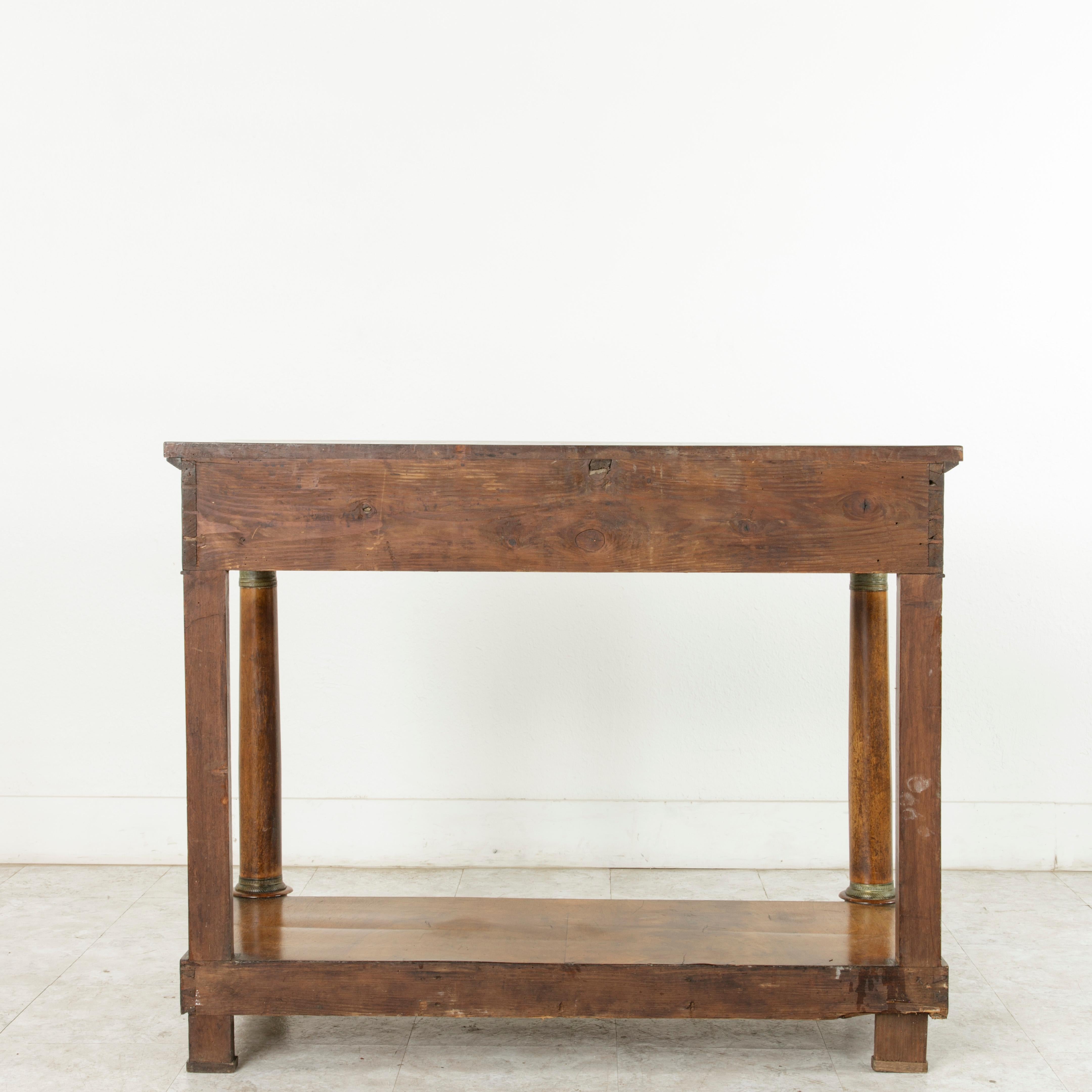 Early 19th Century, French Empire Period Burl Walnut Console Table with Drawer 3