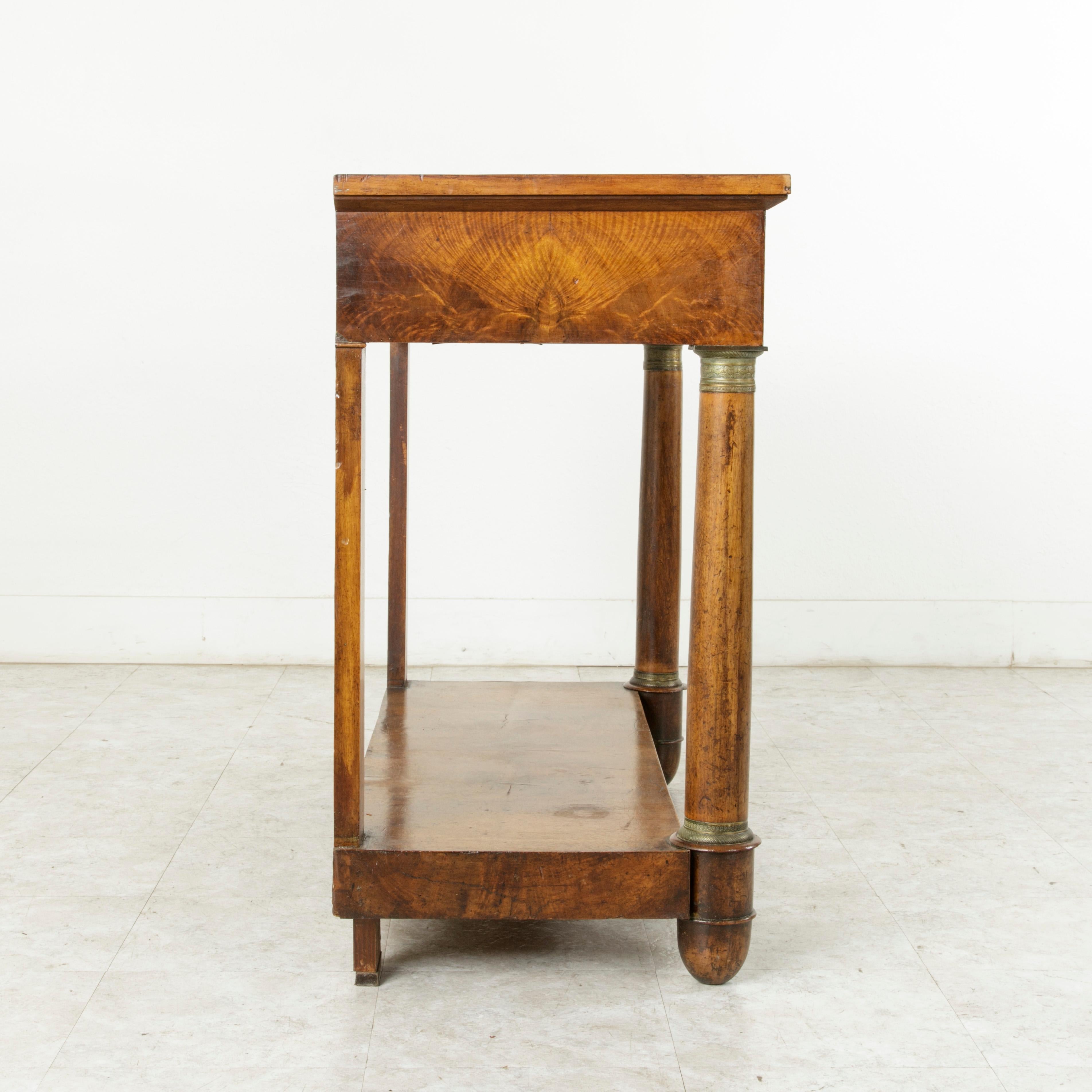 Early 19th Century, French Empire Period Burl Walnut Console Table with Drawer 5