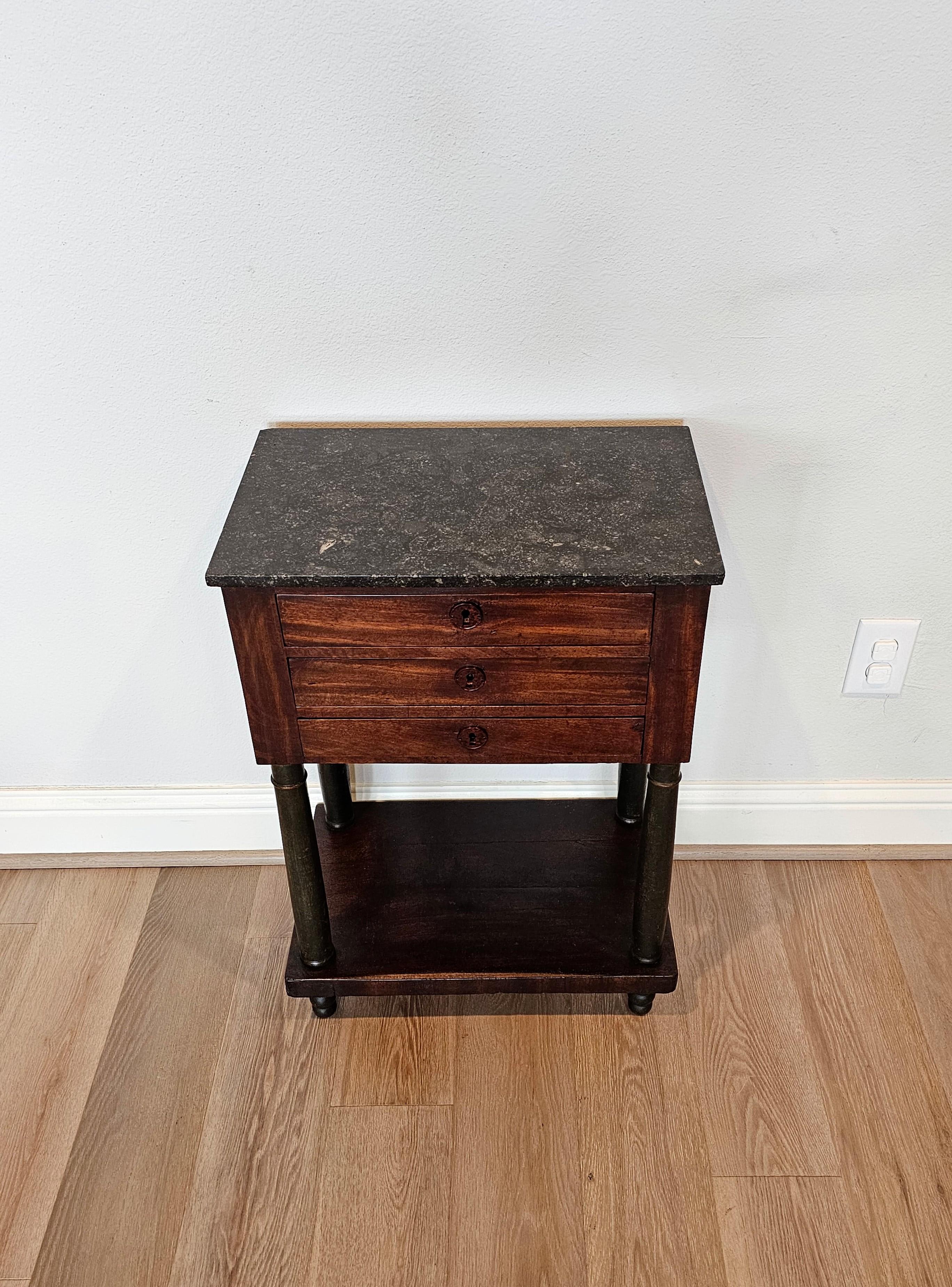 Hand-Carved Early 19th Century French Empire Period Mahogany Nightstand End Table For Sale