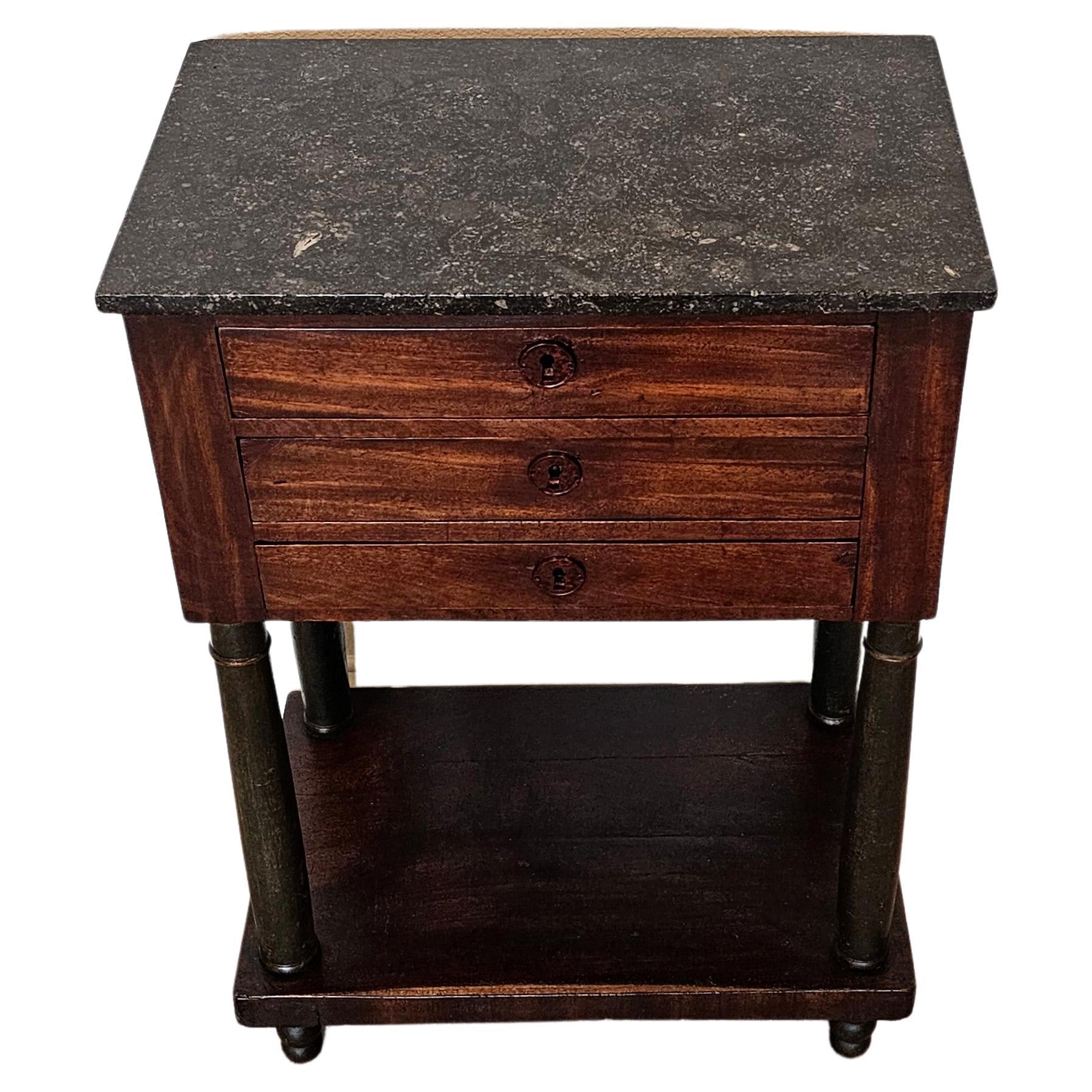 Early 19th Century French Empire Period Mahogany Nightstand End Table For Sale