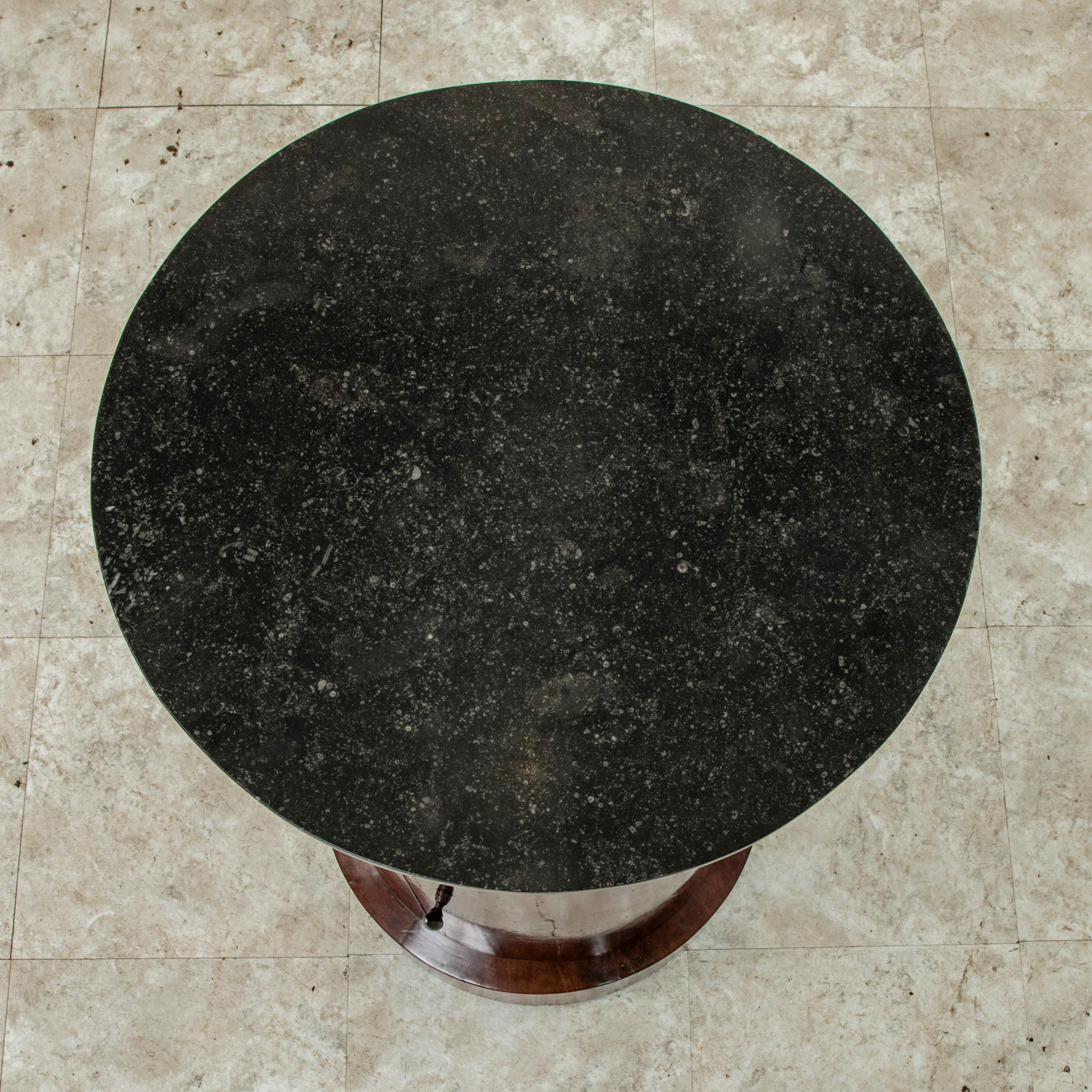 Early 19th Century French Empire Period Mahogany Somno or Drum Table with Marble For Sale 6