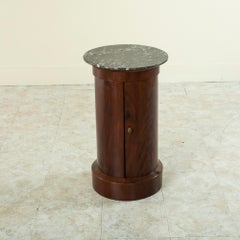 Early 19th Century French Empire Period Mahogany Somno or Drum Table with Marble