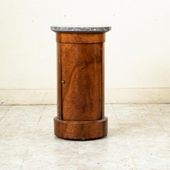 Early 19th Century French Empire Period Mahogany Somno or Drum Table with Marble