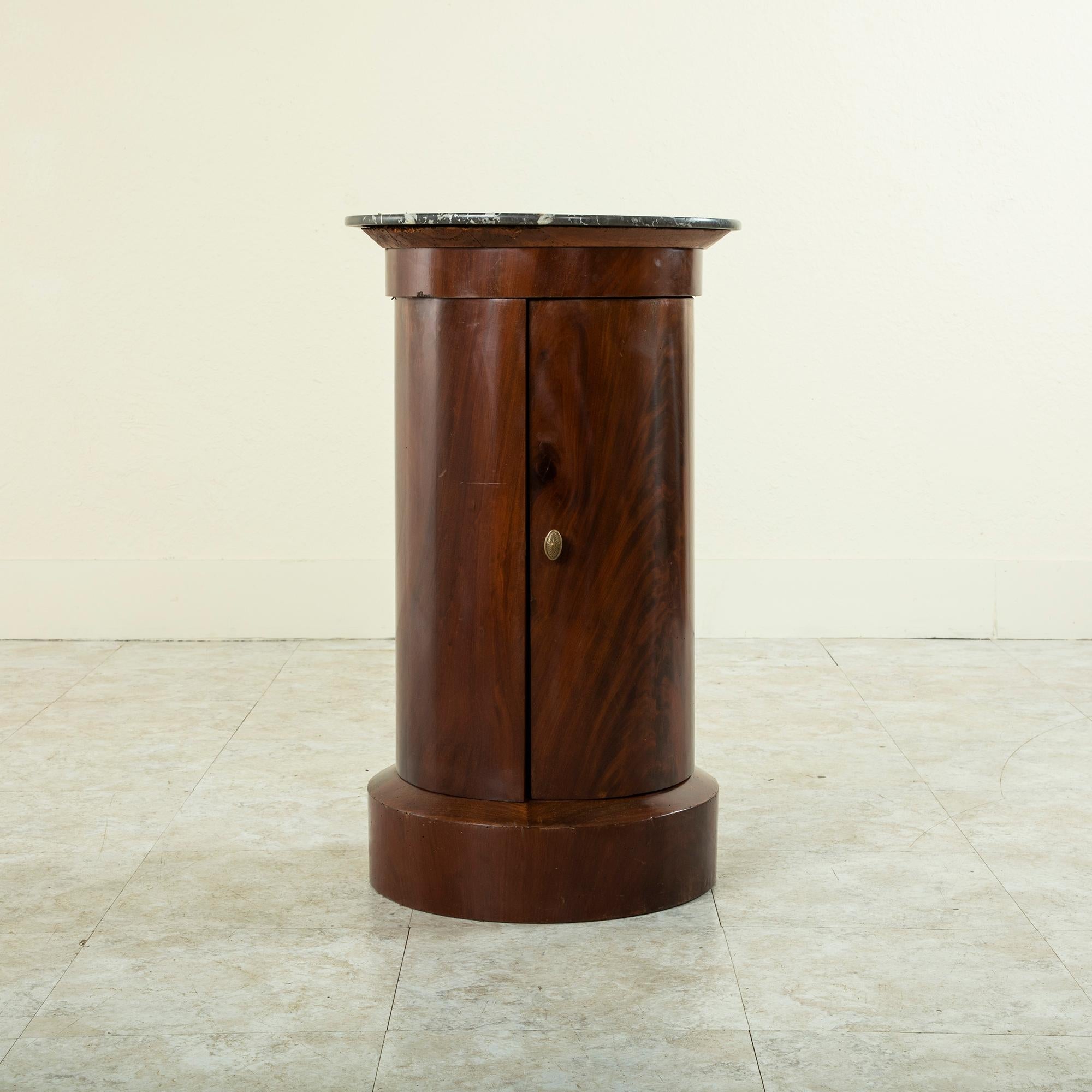 Early 19th Century French Empire Period Mahogany Somno or Drum Table with Marble In Good Condition In Fayetteville, AR