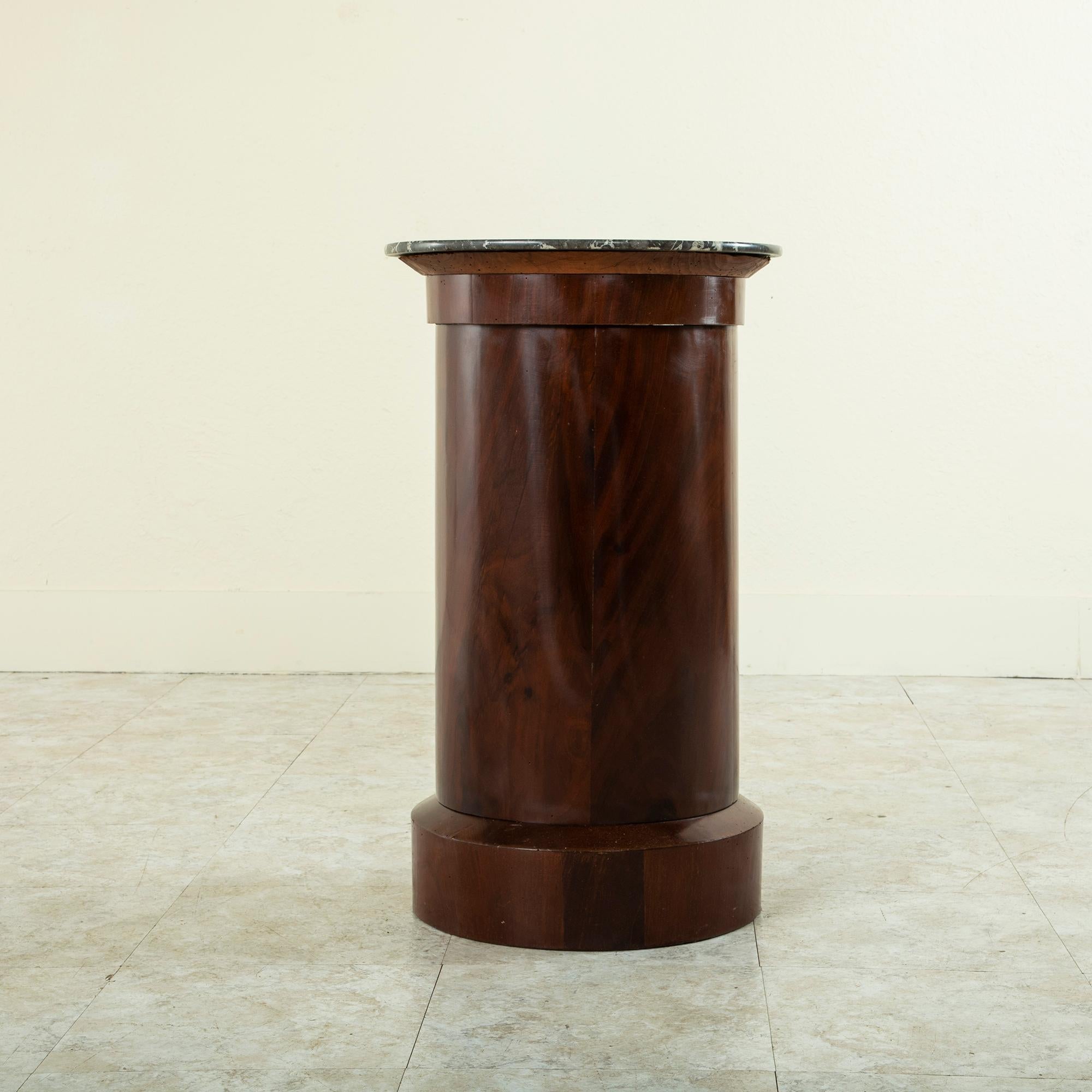 Early 19th Century French Empire Period Mahogany Somno or Drum Table with Marble 2