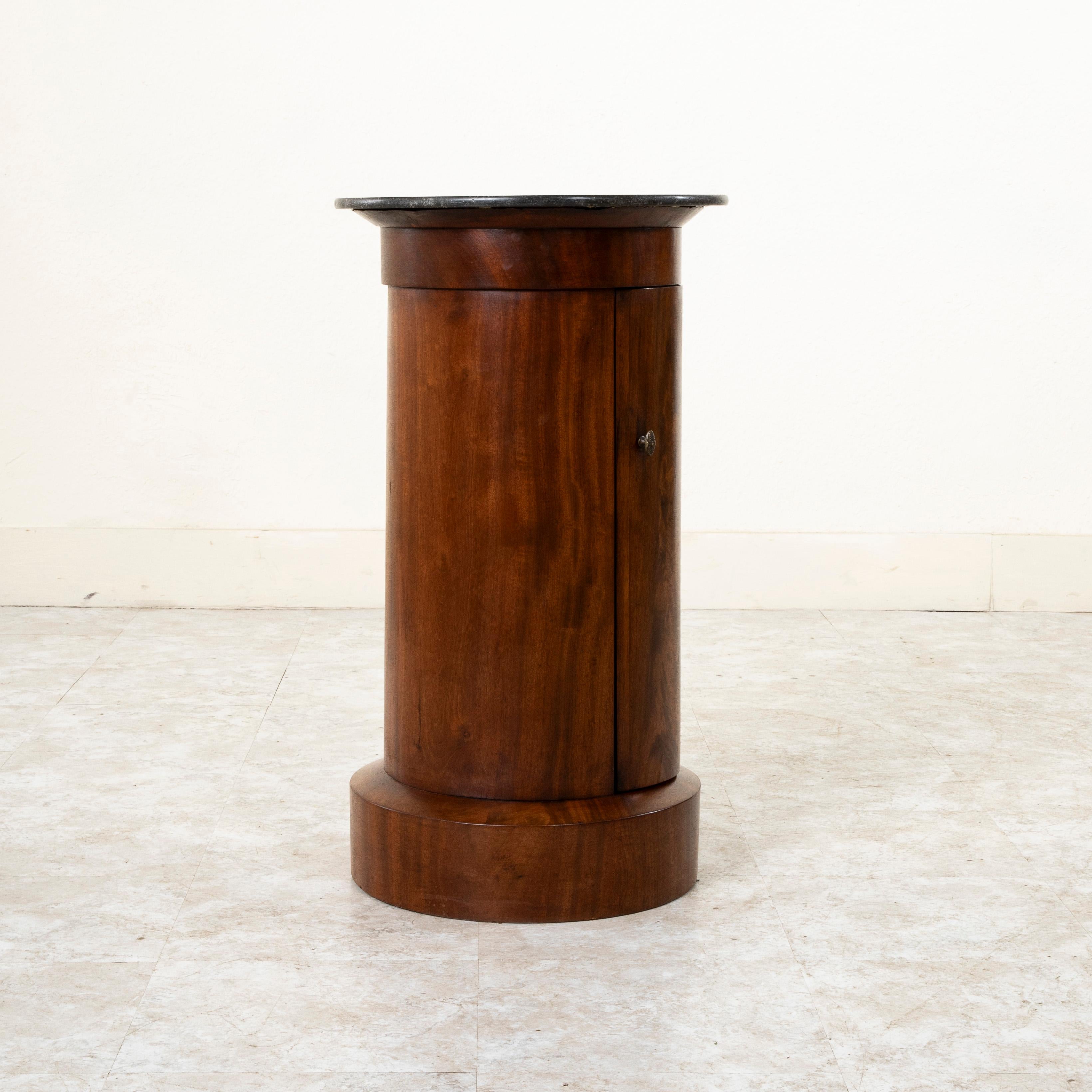 Early 19th Century French Empire Period Mahogany Somno or Drum Table with Marble 2