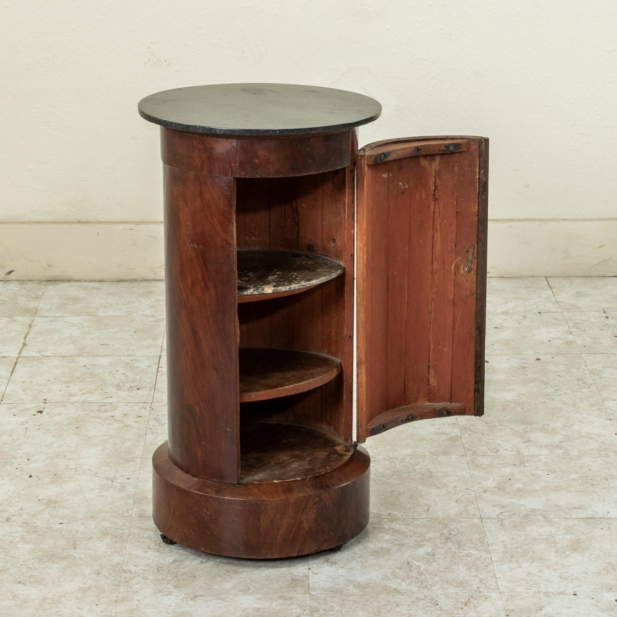 Early 19th Century French Empire Period Mahogany Somno or Drum Table with Marble For Sale 3