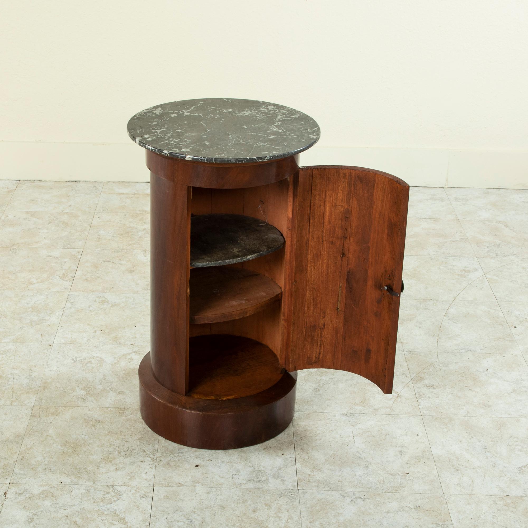 Early 19th Century French Empire Period Mahogany Somno or Drum Table with Marble 6