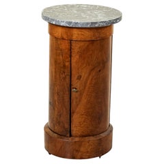 Early 19th Century French Empire Period Mahogany Somno or Drum Table with Marble