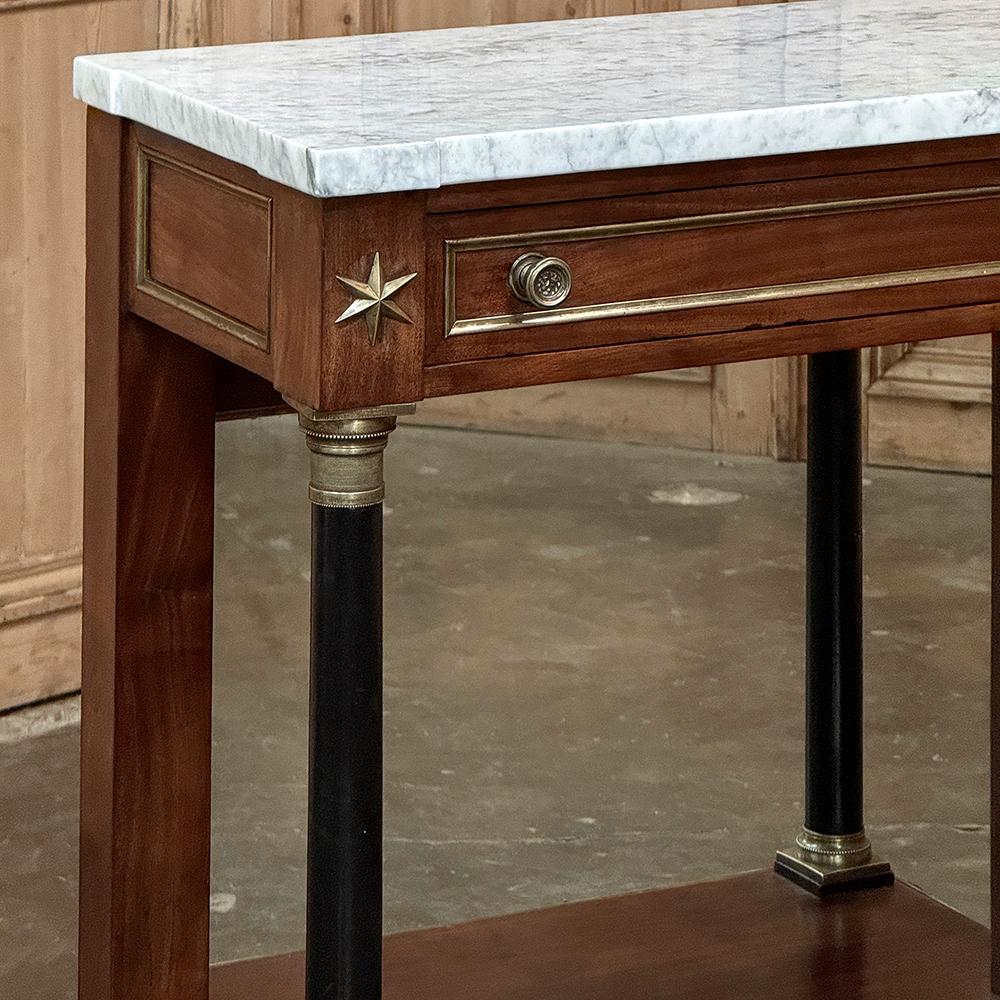 Fait main Début du 19e siècle, époque Empire français, console à plateau de marbre ~ table d'appoint en vente