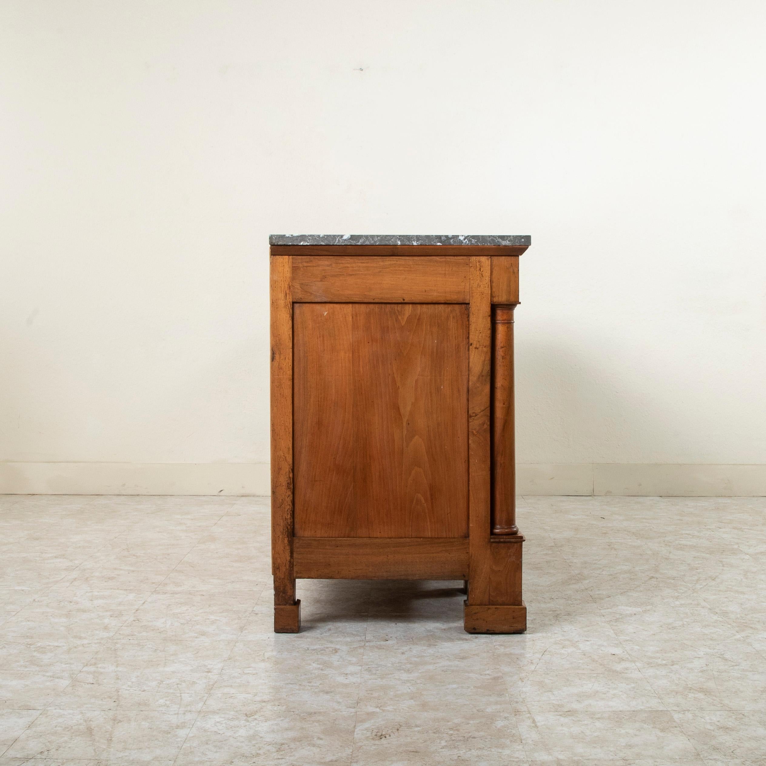 Early 19th Century French Empire Period Walnut and Marble Enfilade or Sideboard 2