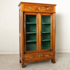Early 19th Century French Empire Period Walnut Bookcase with Bronze Hardware