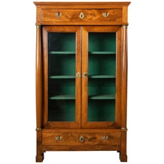 Early 19th Century French Empire Period Walnut Bookcase with Bronze Hardware
