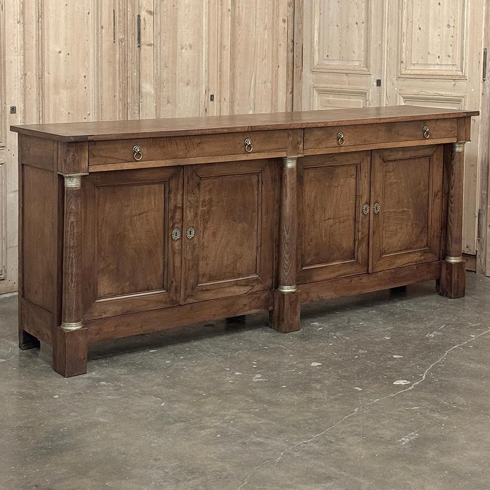 Hand-Crafted Early 19th Century French Empire Period Walnut Grand Buffet For Sale