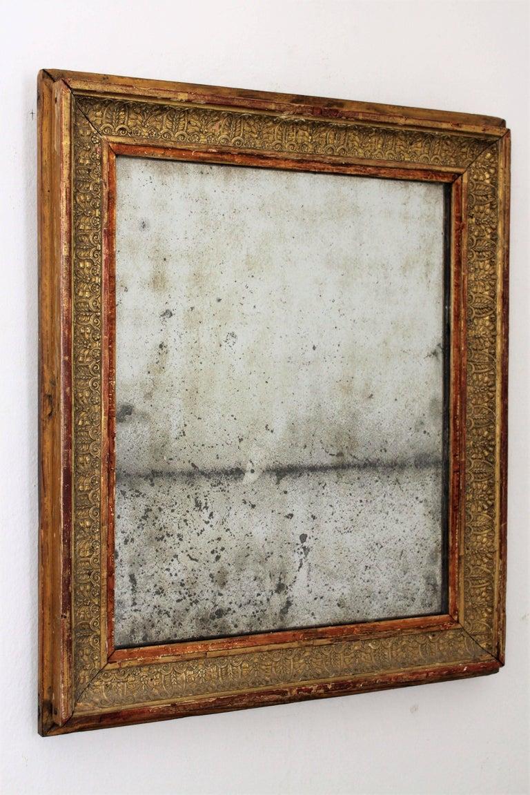 Early 19th Century French Empire Red and Gold Giltwood Rectangular Mirror 5