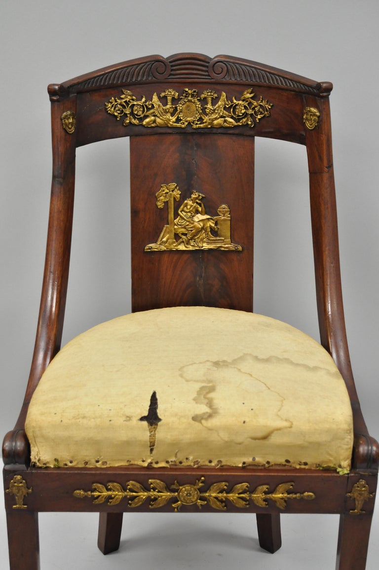 Early 19th Century French Empire Regency Mahogany Side Chair with