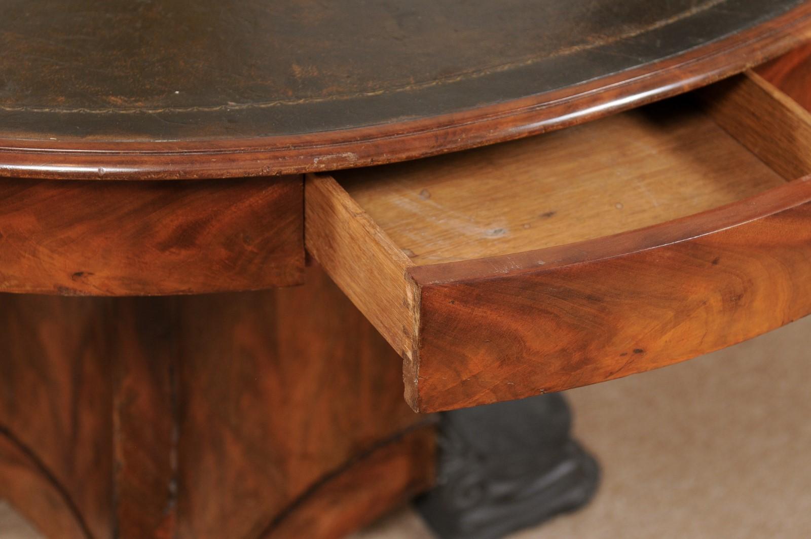 Early 19th Century French Empire Rotating Center Table with Black Leather Top  For Sale 7