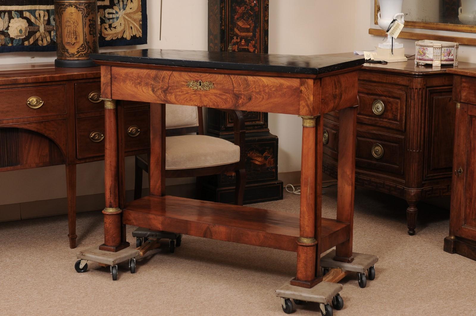 Early 19th Century French Empire Walnut Console For Sale 8