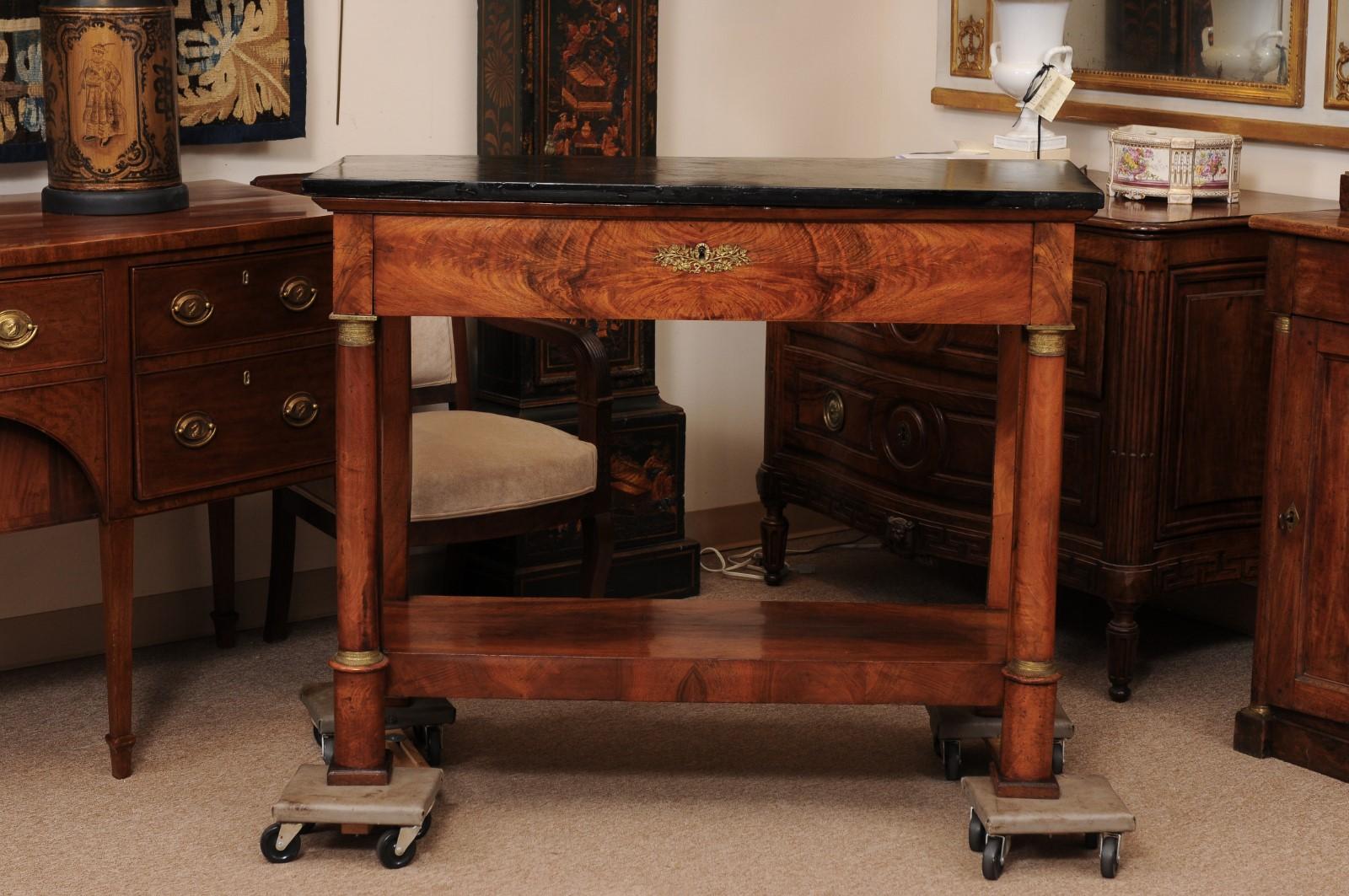 Early 19th Century French Empire Walnut Console For Sale 9