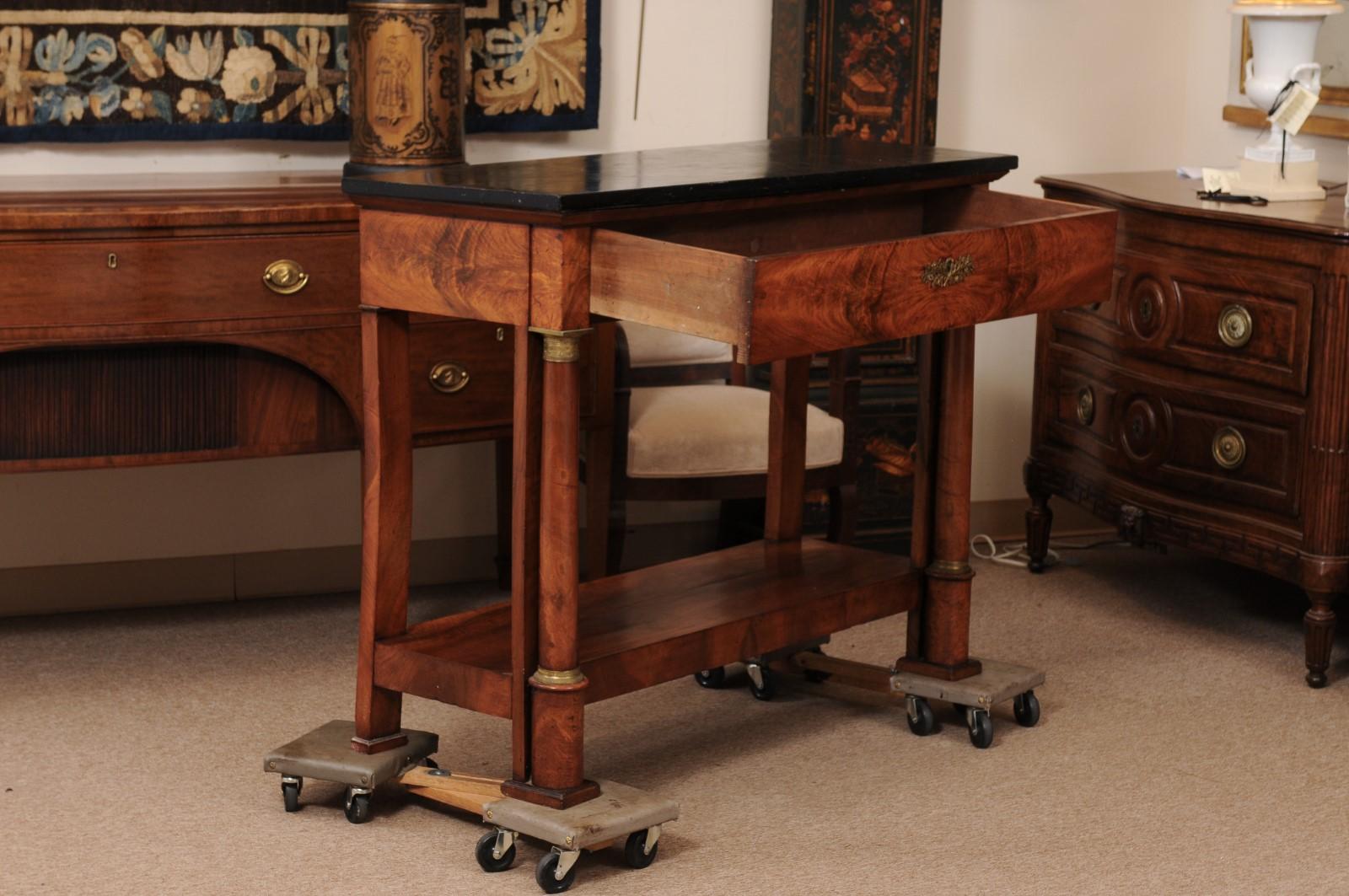 Early 19th Century French Empire Walnut Console In Fair Condition For Sale In Atlanta, GA