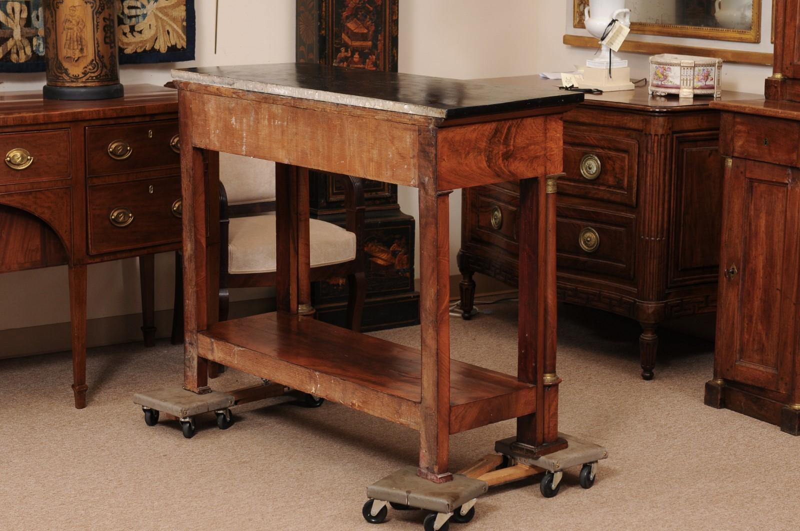 Early 19th Century French Empire Walnut Console For Sale 4