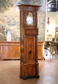 Early 19th Century French Empire Walnut Tall Case Grandfather Clock
