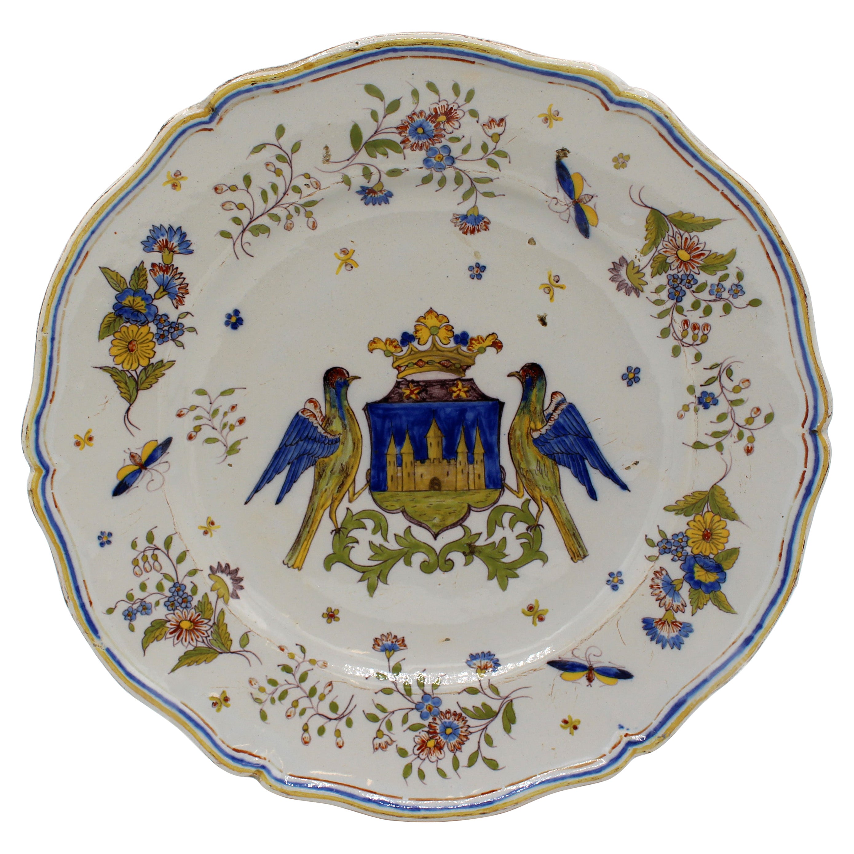 Early 19th Century French Faience Armorial Plate For Sale