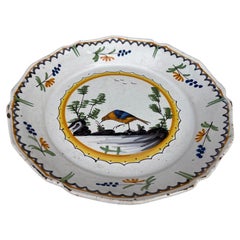Early 19th Century French Faience Bird Plate Nevers