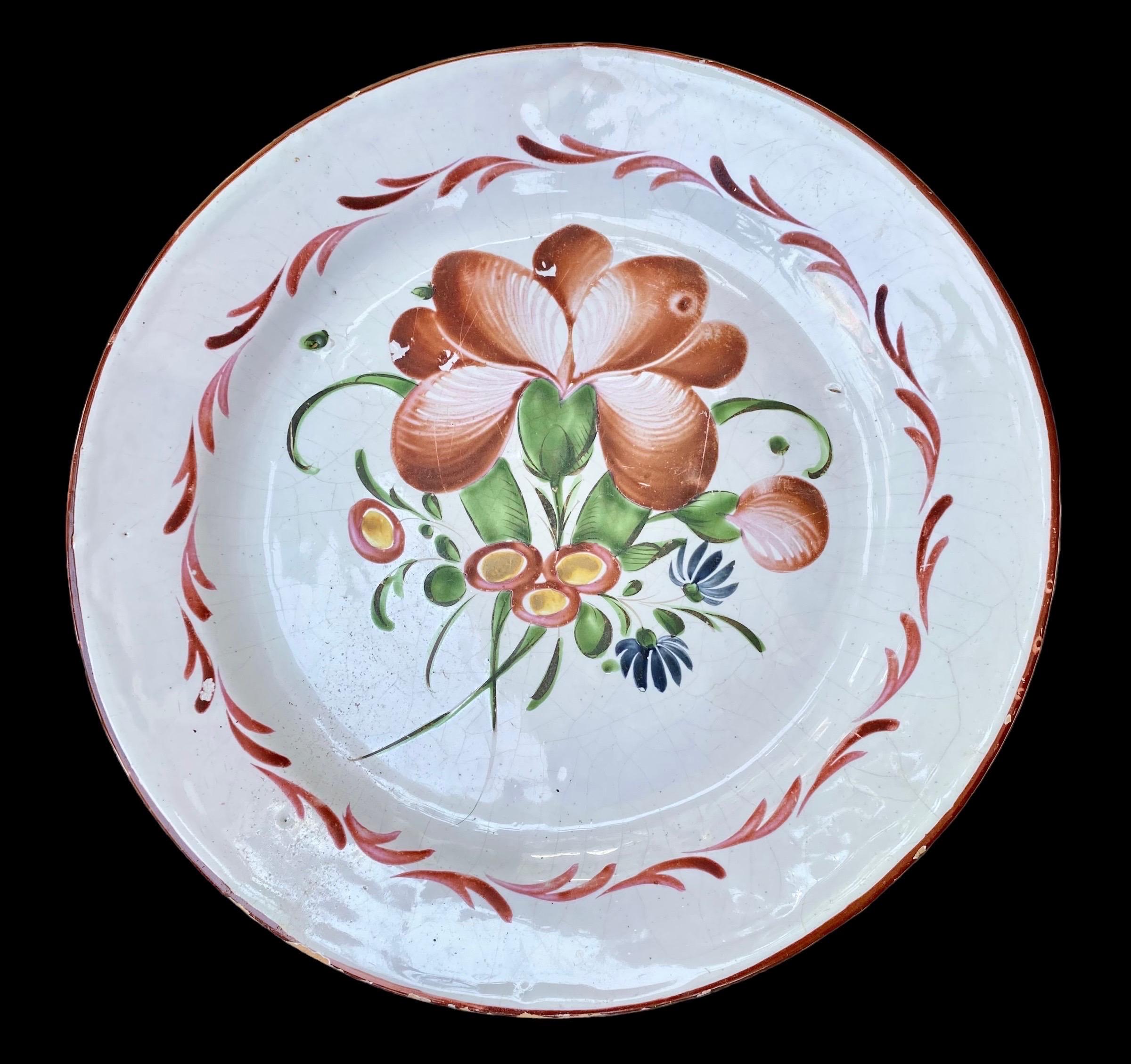 French Provincial Early 19th Century French Faience Decorative Plates For Sale