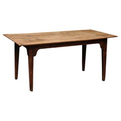 Antique Early 19th Century French Farm Table in Walnut with Tapered Legs