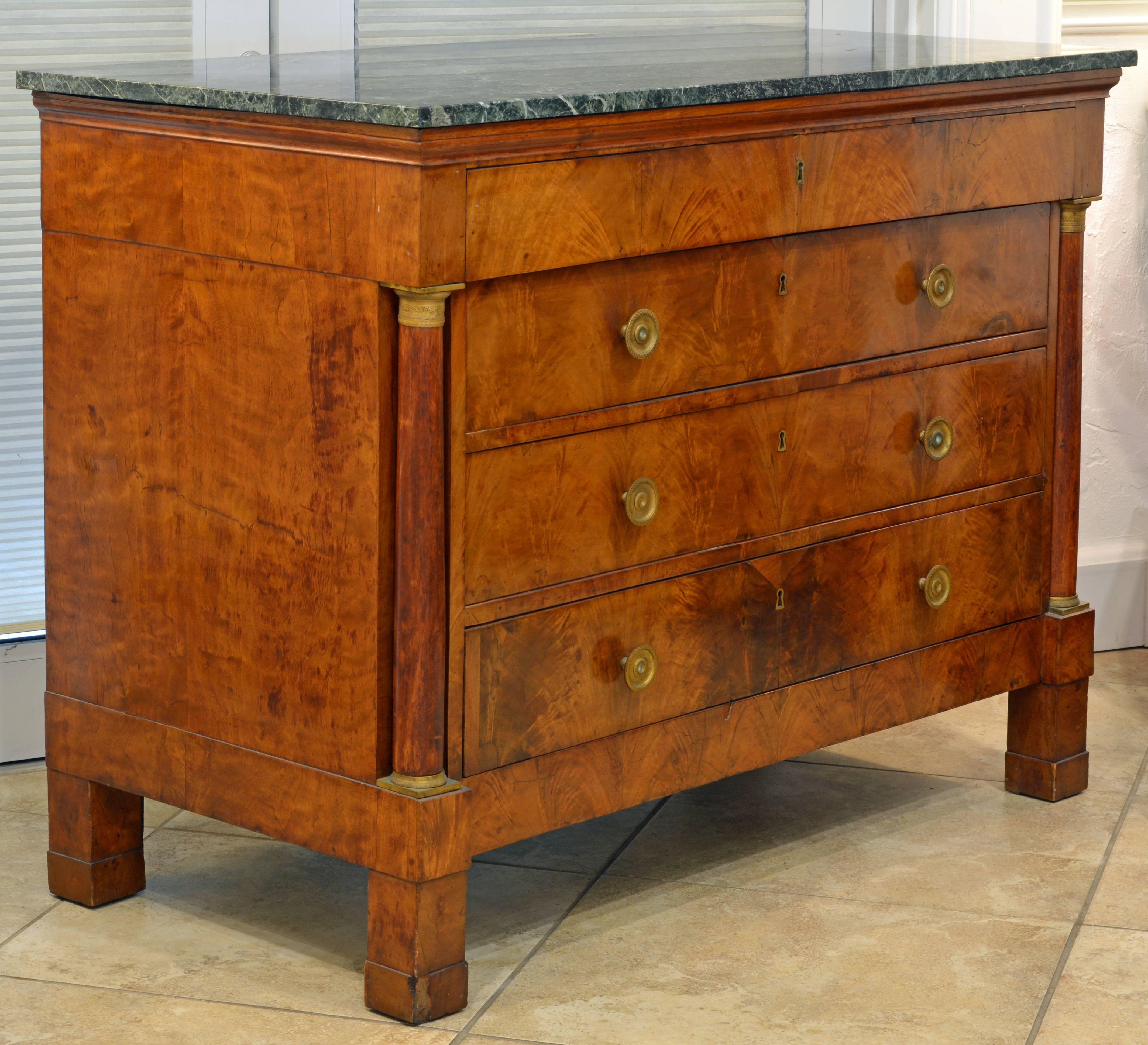 Early 19th Century French First Period Empire Marble Top Three-Drawer Commode 3