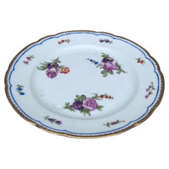 Piatto in porcellana a fiori francese dell'inizio del XIX secolo