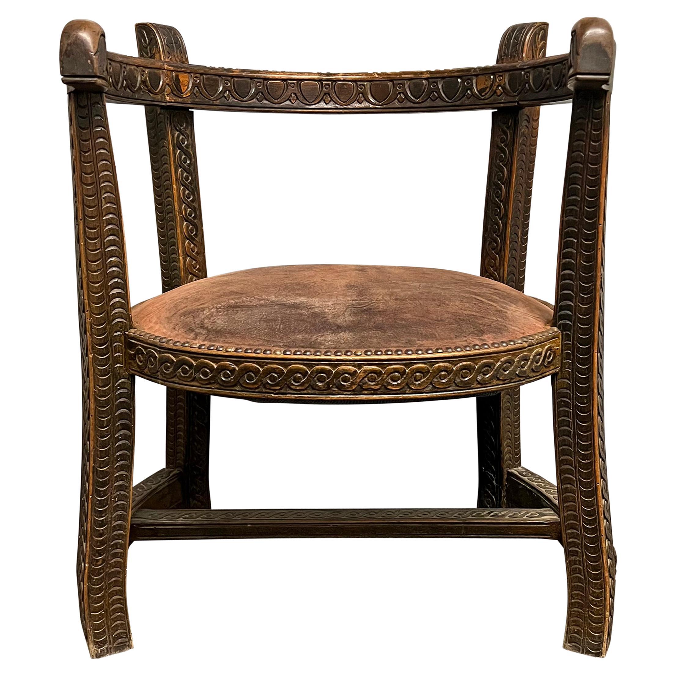 Early 19th Century French Folk Art Barrel-Back Armchair