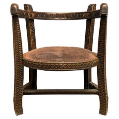 Antique Early 19th Century French Folk Art Barrel-Back Armchair