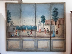 Early 19th Century French Four-Panel Painted Screen