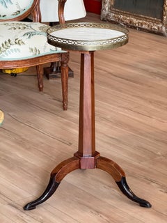 Early 19th Century French Fruitwood Candlestand Table with Marble Top