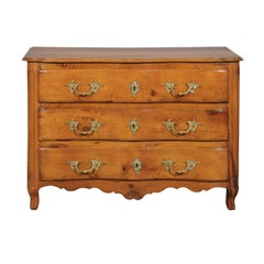 Early 19th Century French Fruitwood Serpentine Front Commode with 3 Drawers