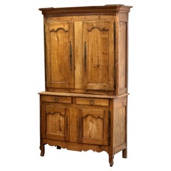 Antique Early 19th Century French Fruitwood Step Back Cabinet