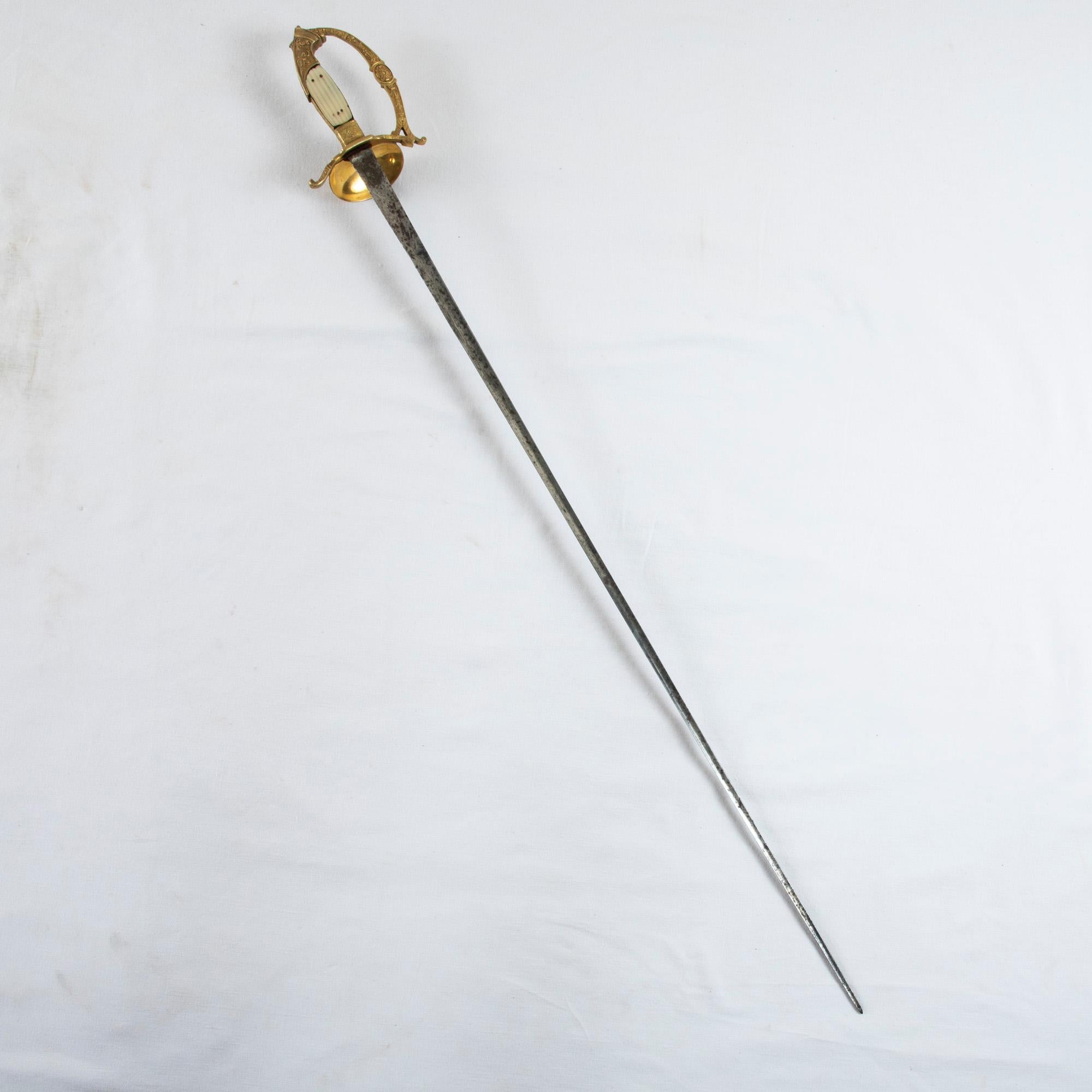 Restauration Early 19th Century French Gilt Bronze and Mother of Pearl Ceremonial Sword